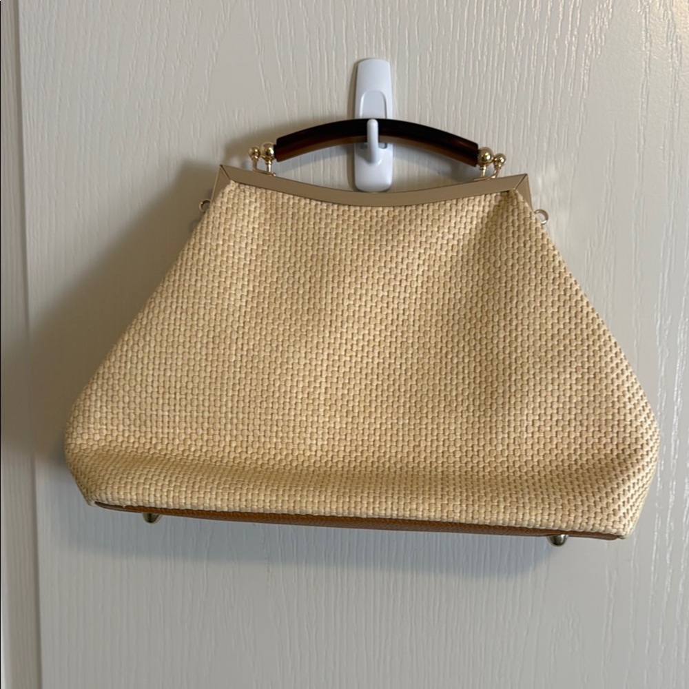 Cream Textured Shoulder Bag with Silver Hardware